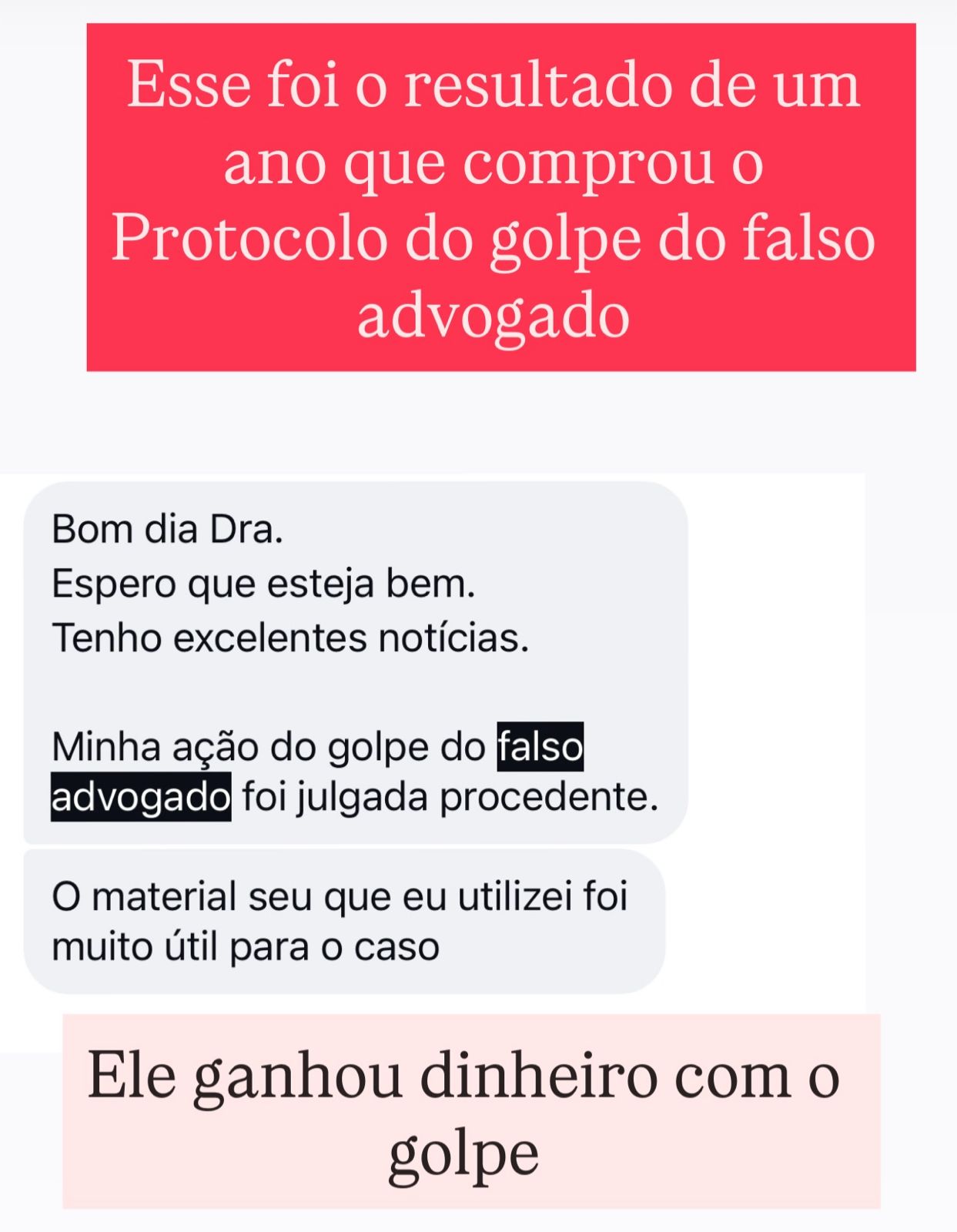 Aluno relata que ação do golpe do falso advogado foi julgada procedente